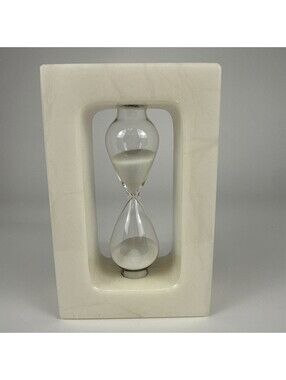 Modern Ivory Hourglass Timer • Rectangular Stone Frame Sand Timer Decor